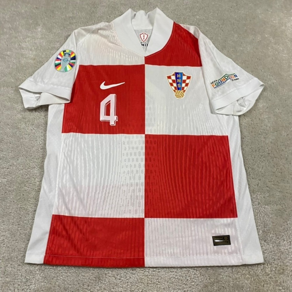 Nike Croatia Jersey Mens L Gvardiol 4 Home Euro 2024 Football Kit Soccer